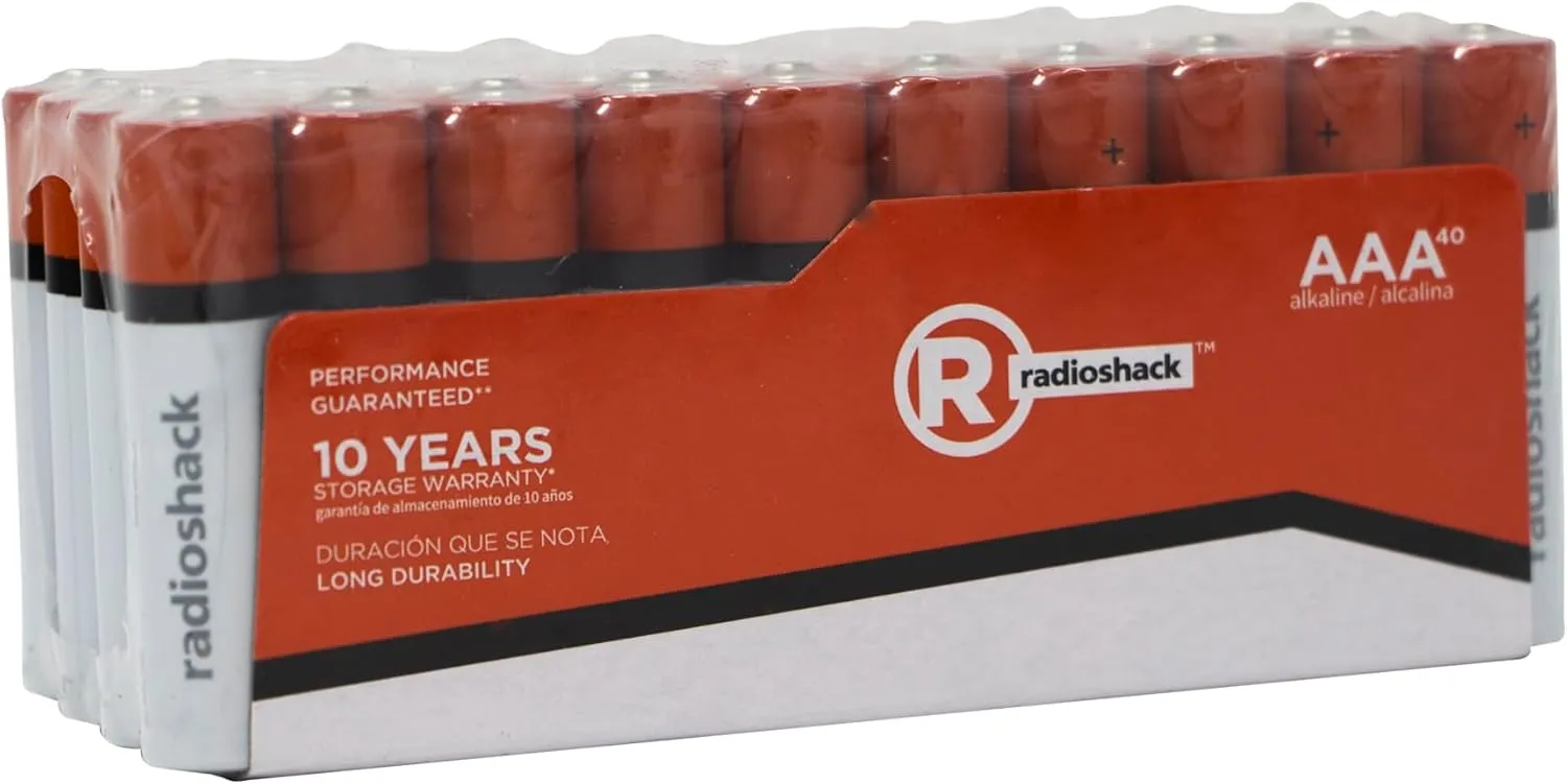 RadioShack Alkaline AAA Batteries, Mercury & Cadmium Free, 10-Year Storage Warranty, 1.5V, 40 Pack