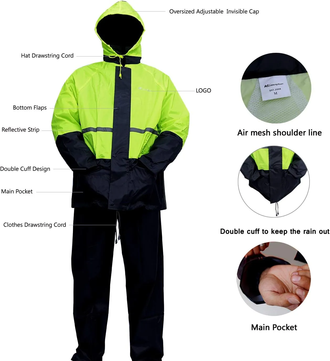 Rain Suit, Gear for Men Women Waterproof Work Lightweight Rainwear Coat (Jacket & Pants)