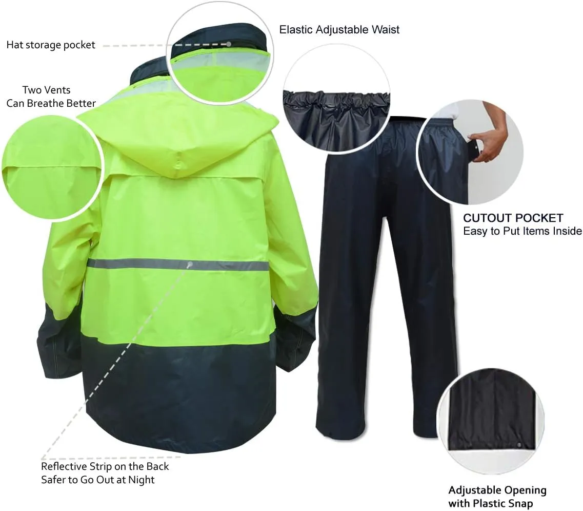 Rain Suit, Gear for Men Women Waterproof Work Lightweight Rainwear Coat (Jacket & Pants)