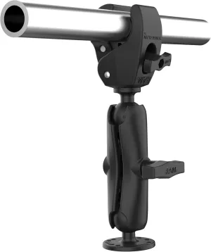RAM Mounts Trolling Motor Stabilizer - Tough-Claw Medium Clamp for Rails 1” - 1.6” with Medium Arm and Round Plate RAP-404-202U