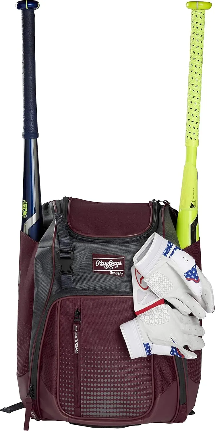 Rawlings | FRANCHISE Backpack Equipment Bag | Baseball/Softball | Rec/Travel | Multiple Styles