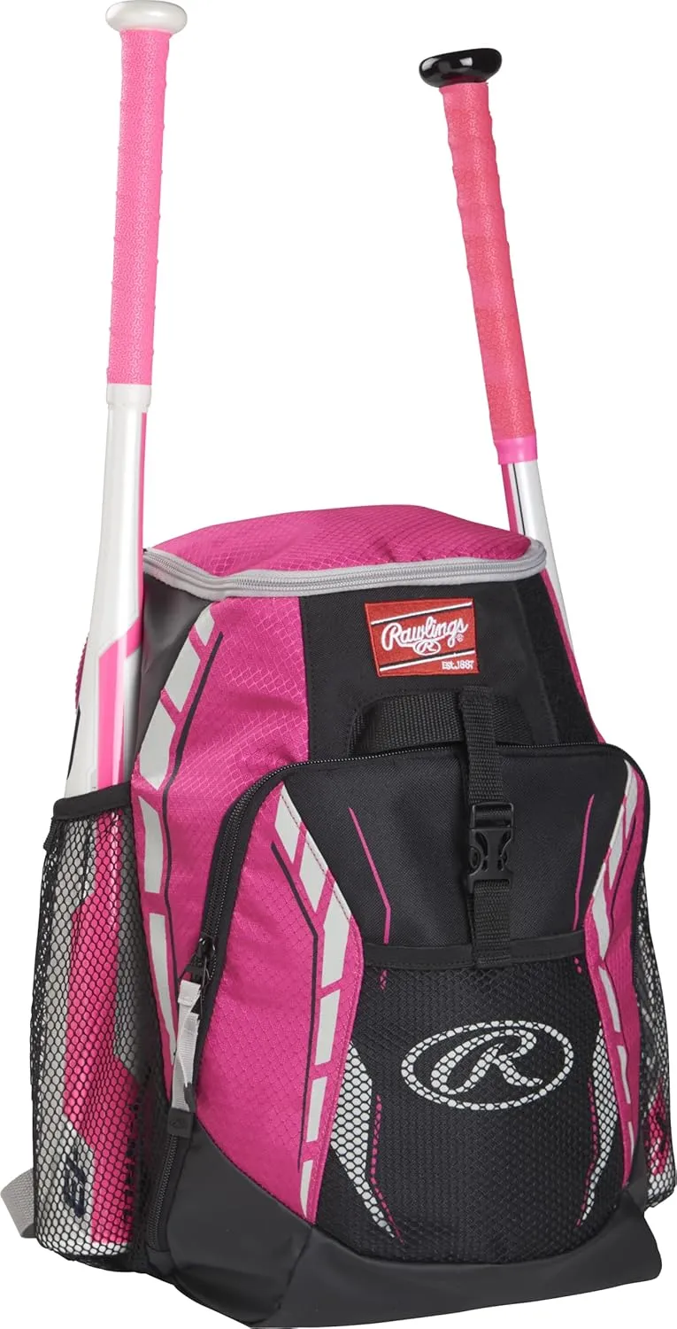 Rawlings | R400 Baseball & Softball Backpack Equipment Bag | T-Ball / Rec / Travel | Multiple Colors