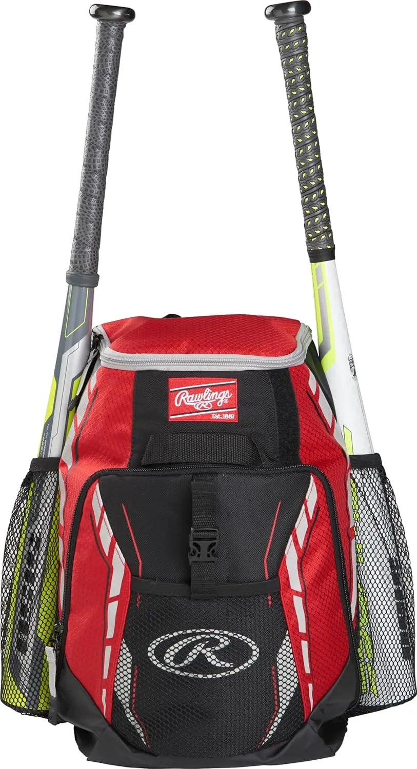 Rawlings | R400 Baseball & Softball Backpack Equipment Bag | T-Ball / Rec / Travel | Multiple Colors