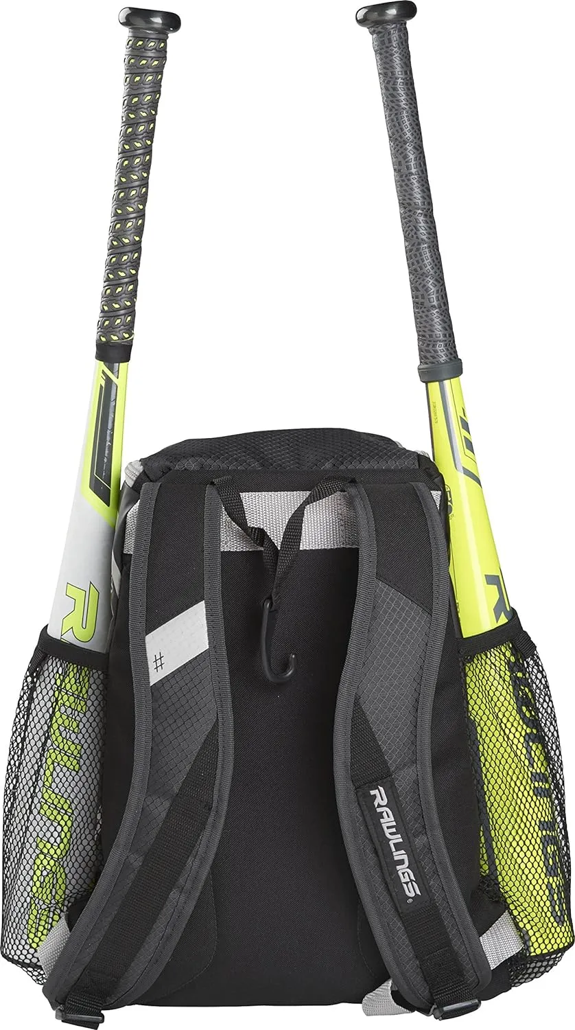 Rawlings | R400 Baseball & Softball Backpack Equipment Bag | T-Ball / Rec / Travel | Multiple Colors