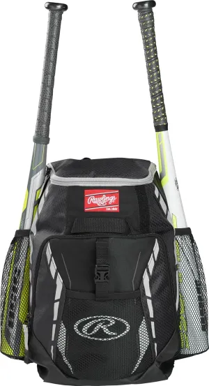 Rawlings | R400 Baseball & Softball Backpack Equipment Bag | T-Ball / Rec / Travel | Multiple Colors