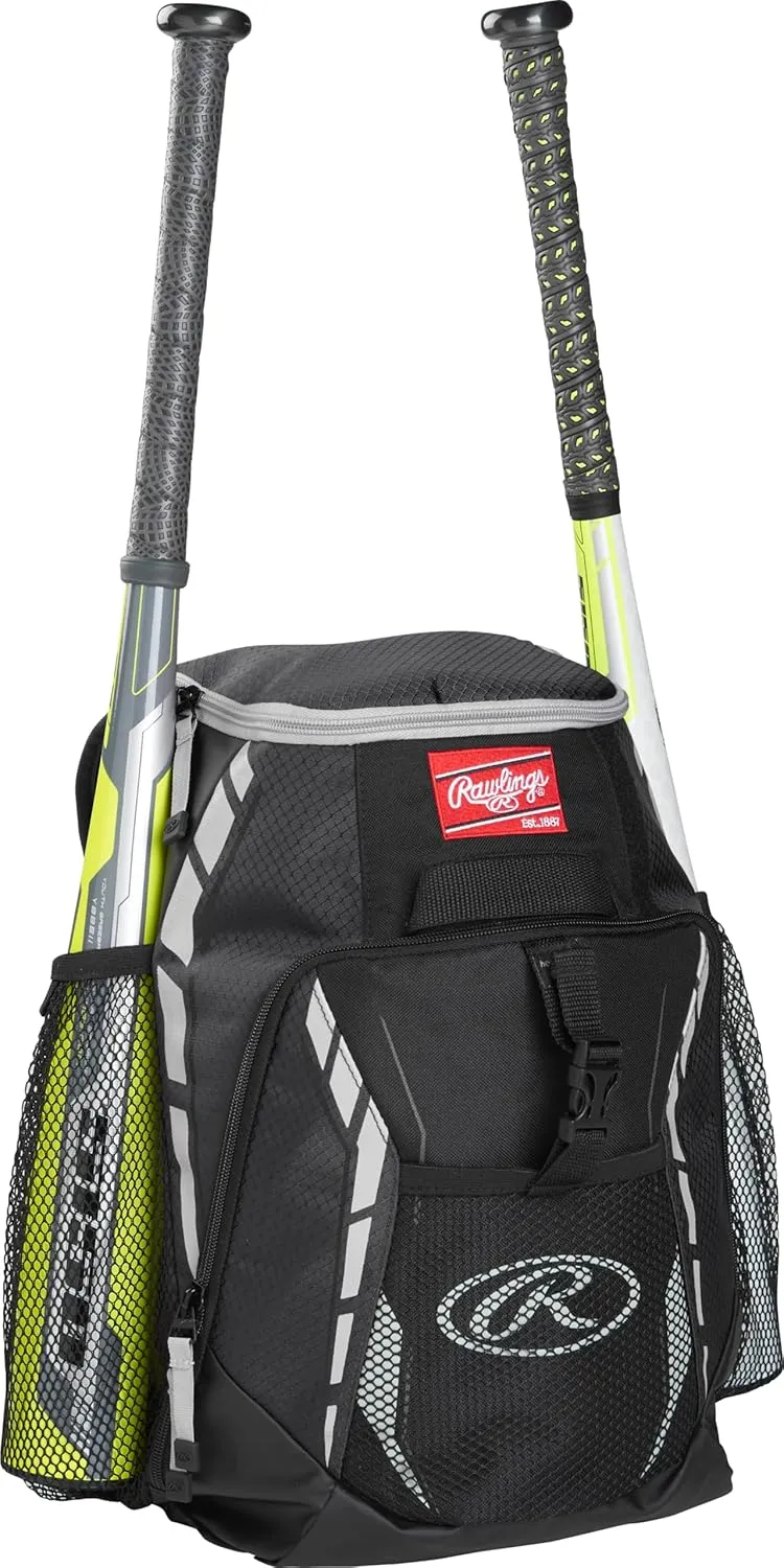 Rawlings | R400 Baseball & Softball Backpack Equipment Bag | T-Ball / Rec / Travel | Multiple Colors