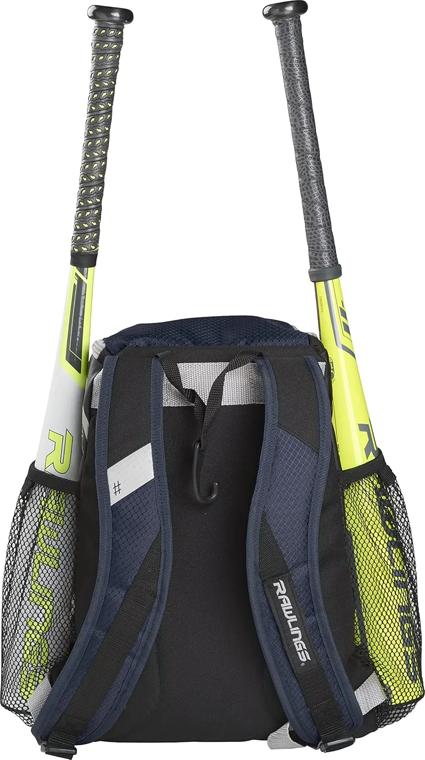 Rawlings | R400 Baseball & Softball Backpack Equipment Bag | T-Ball / Rec / Travel | Multiple Colors