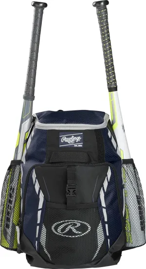 Rawlings | R400 Baseball & Softball Backpack Equipment Bag | T-Ball / Rec / Travel | Multiple Colors