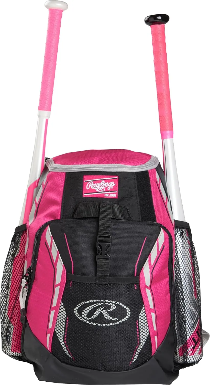 Rawlings | R400 Baseball & Softball Backpack Equipment Bag | T-Ball / Rec / Travel | Multiple Colors