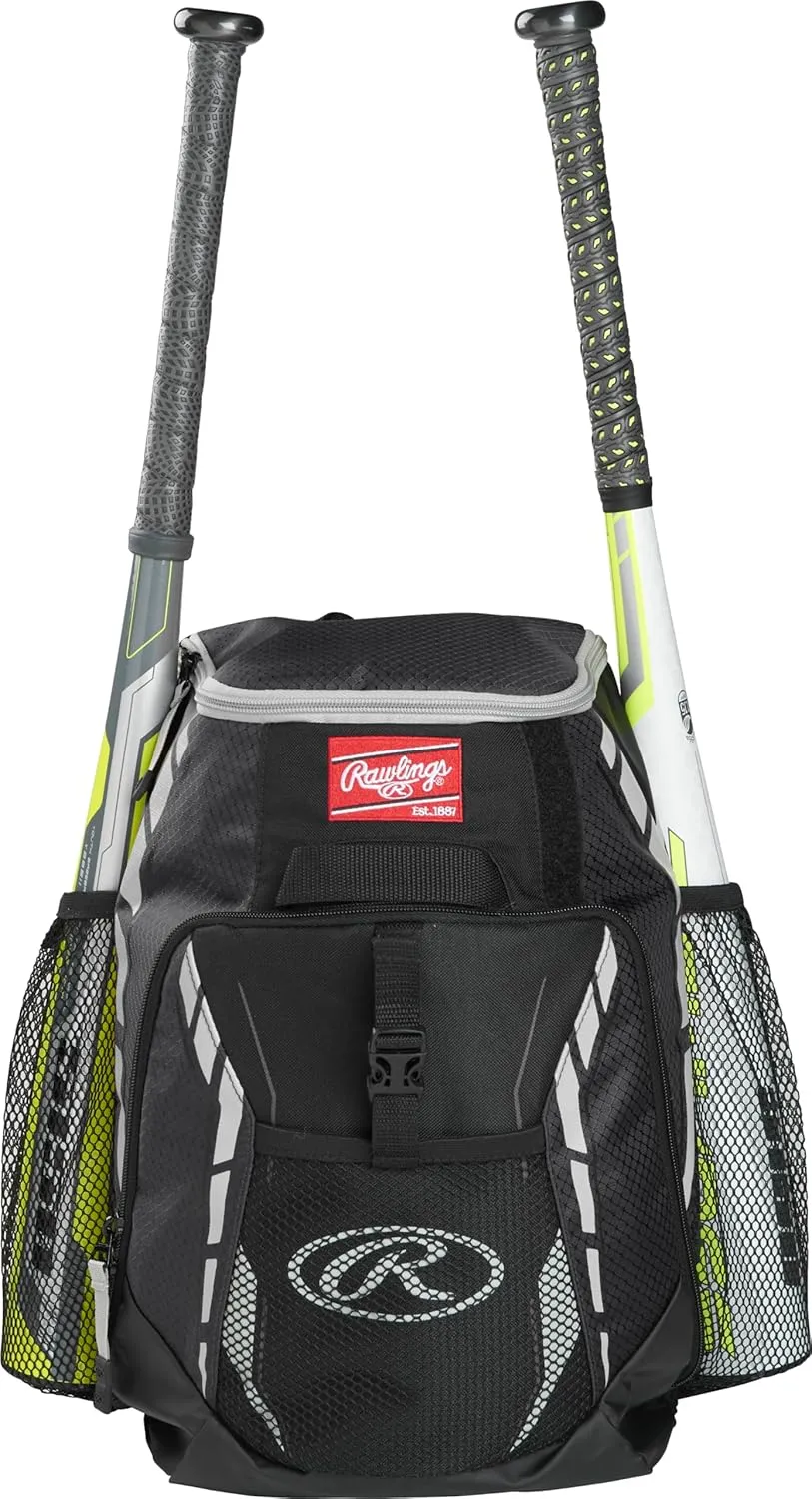 Rawlings | R400 Baseball & Softball Backpack Equipment Bag | T-Ball / Rec / Travel | Multiple Colors