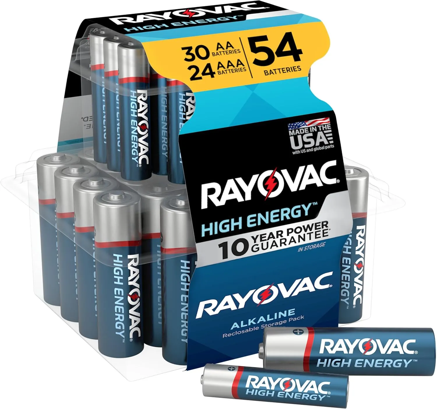 Rayovac AA Batteries & AAA Batteries Variety Pack, 24 Triple A Battery and 30 Double A Battery (54 Count)
