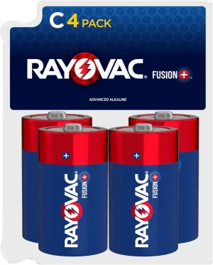 Rayovac Fusion C Batteries, Premium Alkaline C Cell Batteries (4 Battery Count)