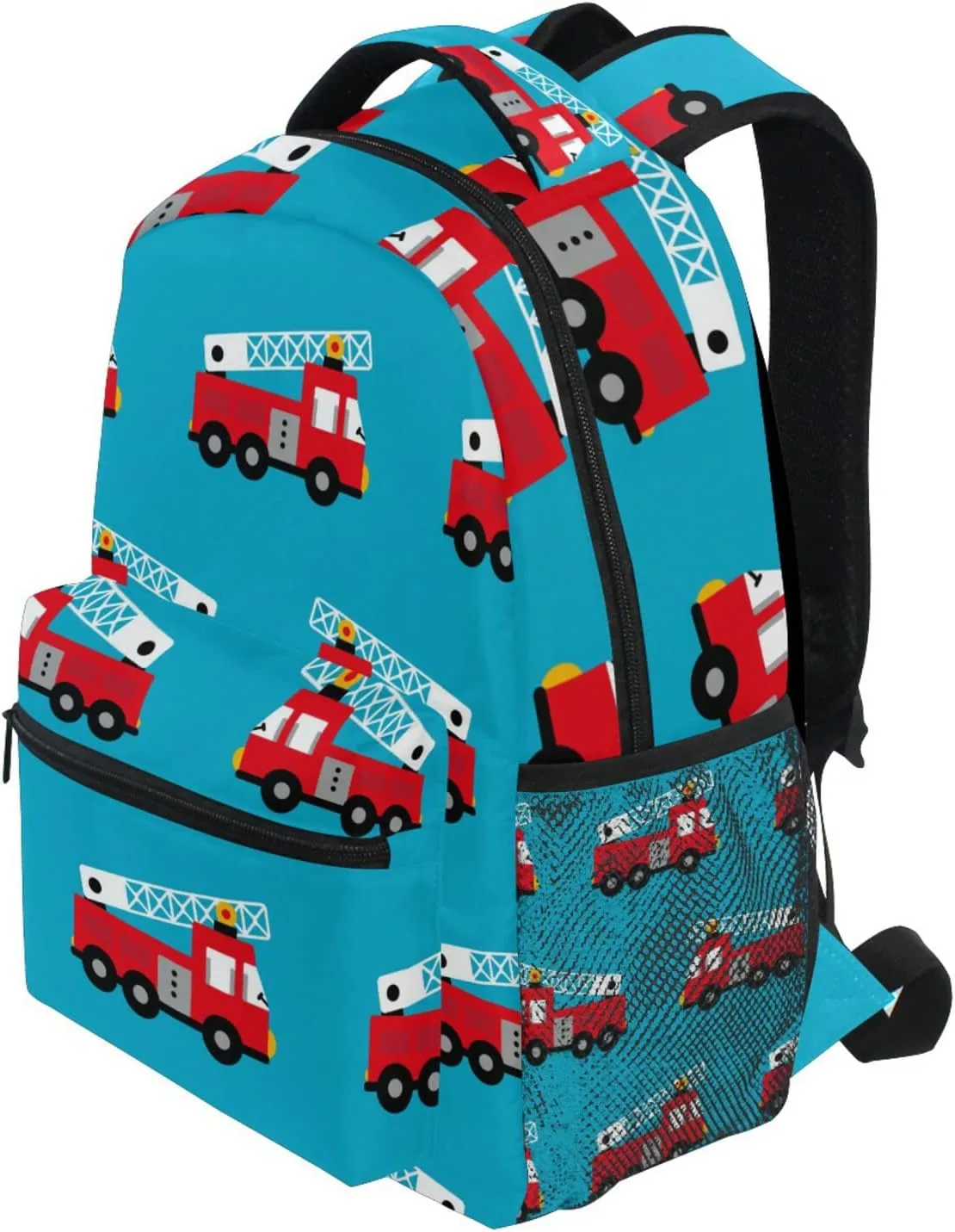Red Fire Truck Boys Girls Kids School Backpacks Bookbag, Elementary School Bag Travel Backpack Daypack