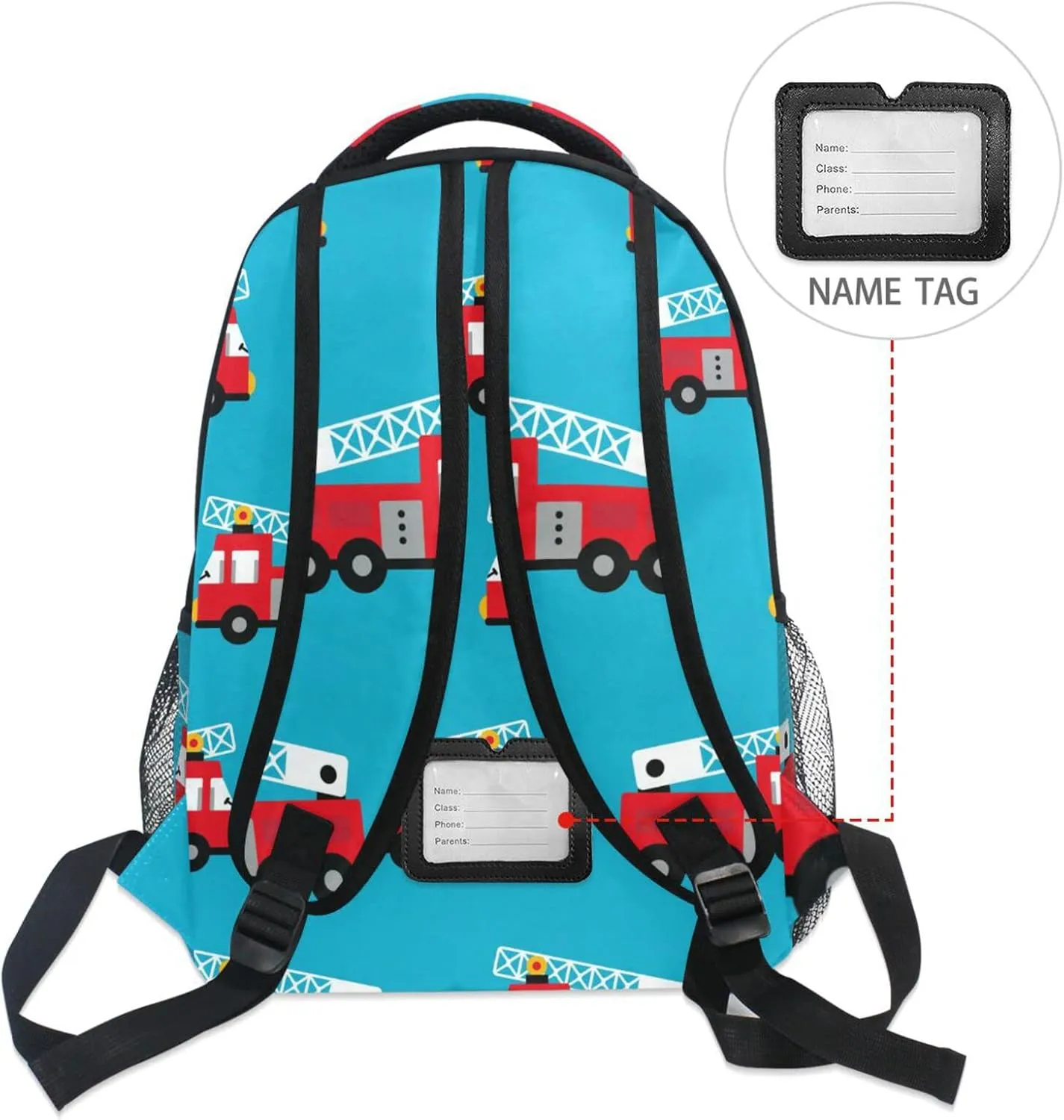 Red Fire Truck Boys Girls Kids School Backpacks Bookbag, Elementary School Bag Travel Backpack Daypack
