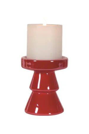 Red Lustre Pillar Candle Holder - Small