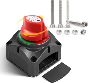 RED WOLF 1-2-Both-Off Battery Switch DC 12V-48V 200A, Heavy Duty Marine Battery Power Cut Master Switch Disconnect Isolator Ignition Protected for Automotive RV Marine Battery Kill w/M8 Stud