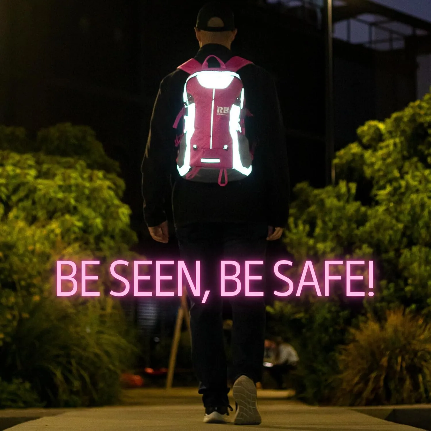 Reflective Motorcycle Backpack – Lightweight Hi Viz Riding Gear with Helmet Holder, Laptop pocket, Ventilated Back, Cycling, Hiking, Sport & Commuter Daypack (pink backpack)
