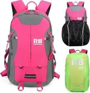 Reflective Motorcycle Backpack – Lightweight Hi Viz Riding Gear with Helmet Holder, Laptop pocket, Ventilated Back, Cycling, Hiking, Sport & Commuter Daypack (pink backpack)