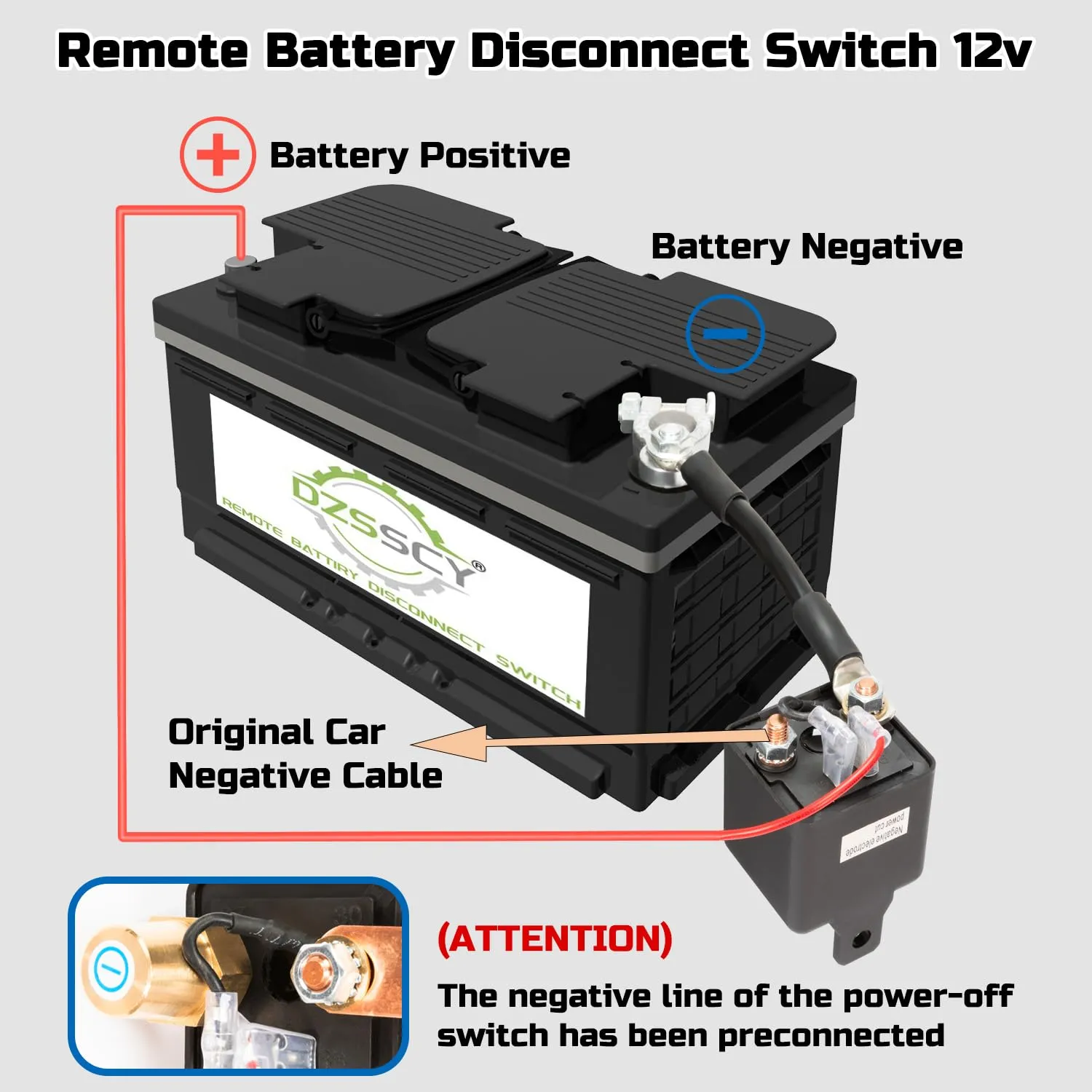Remote Battery Disconnect Switch 12v, 250A, Battery Cut Off Switch Anti-Theft, Prevent Battery Drain, Remote Battery Kill Switch for Car, Disconnect Negative Car Kill Switch Anti-Theft, Truck