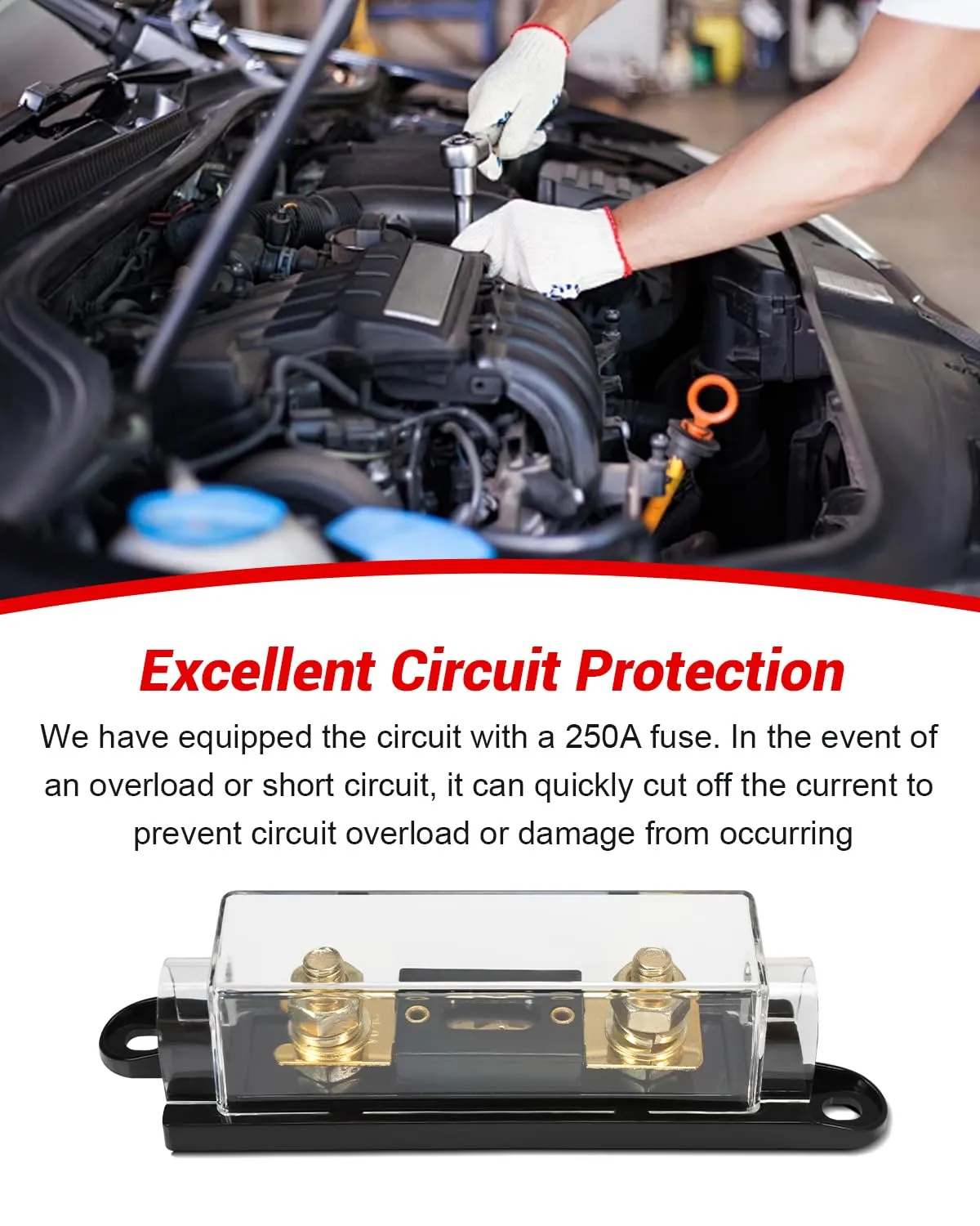 Remote Battery Disconnect Switch 12v, 250A, Prevent Battery Drain, Disconnect Negative Car Kill Switch Anti-Theft, Remote Battery Kill Switch for Car, Truck, RV (with 250A Fuse/Long Negative Wire)