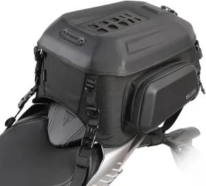 Rhinowalk Motorcycle Travel Luggage, Expandable motorcycle tail bag 35L,Waterproof All Weather/Trunk/Rack Bag with Sissy Bar Straps-Matt Black