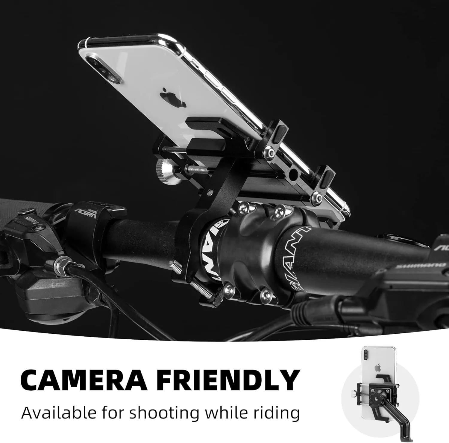 ROCKBROS Bike Phone Mount Handlebar Holder 360° Rotatable Aluminum Cell Phone Holder for Bicycles, Motorcycles & E-Bikes