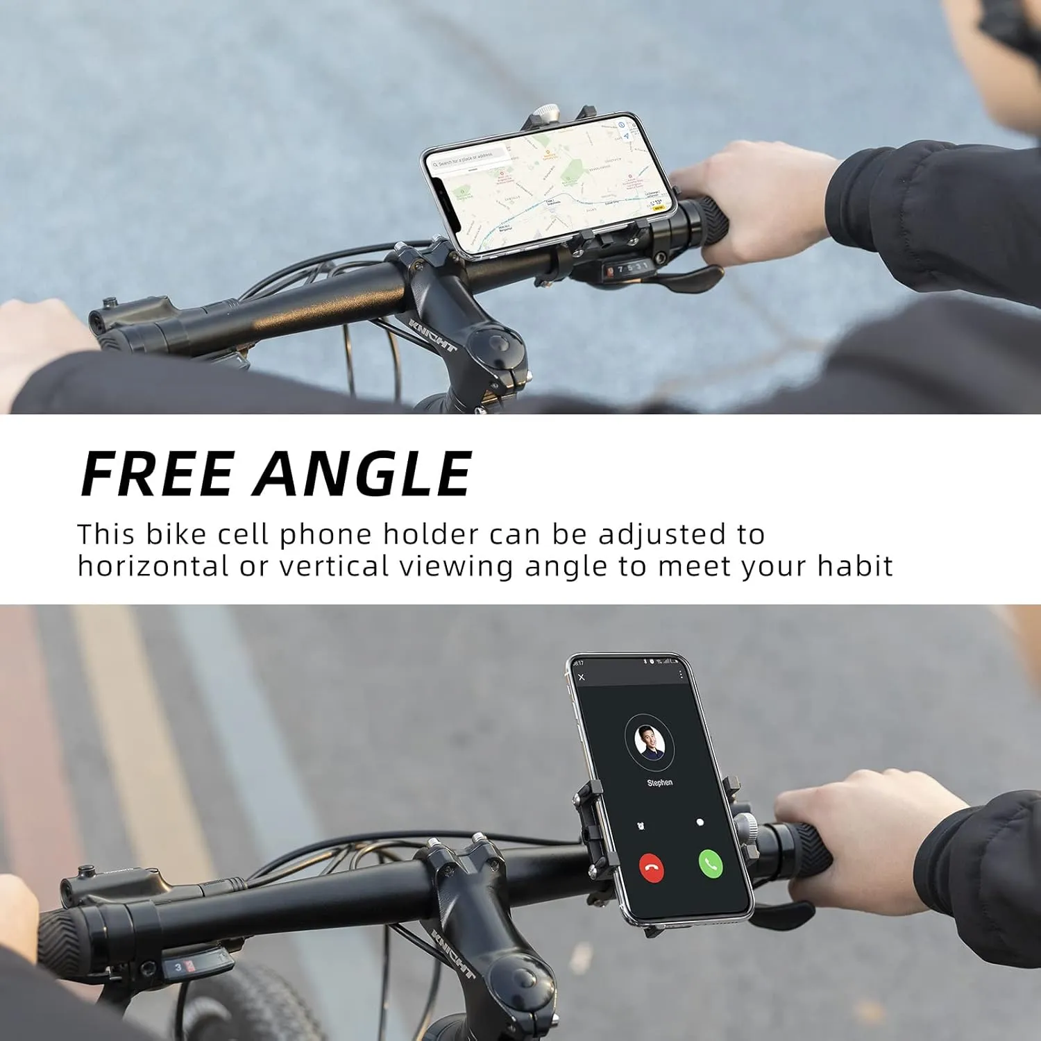 ROCKBROS Bike Phone Mount Handlebar Holder 360° Rotatable Aluminum Cell Phone Holder for Bicycles, Motorcycles & E-Bikes