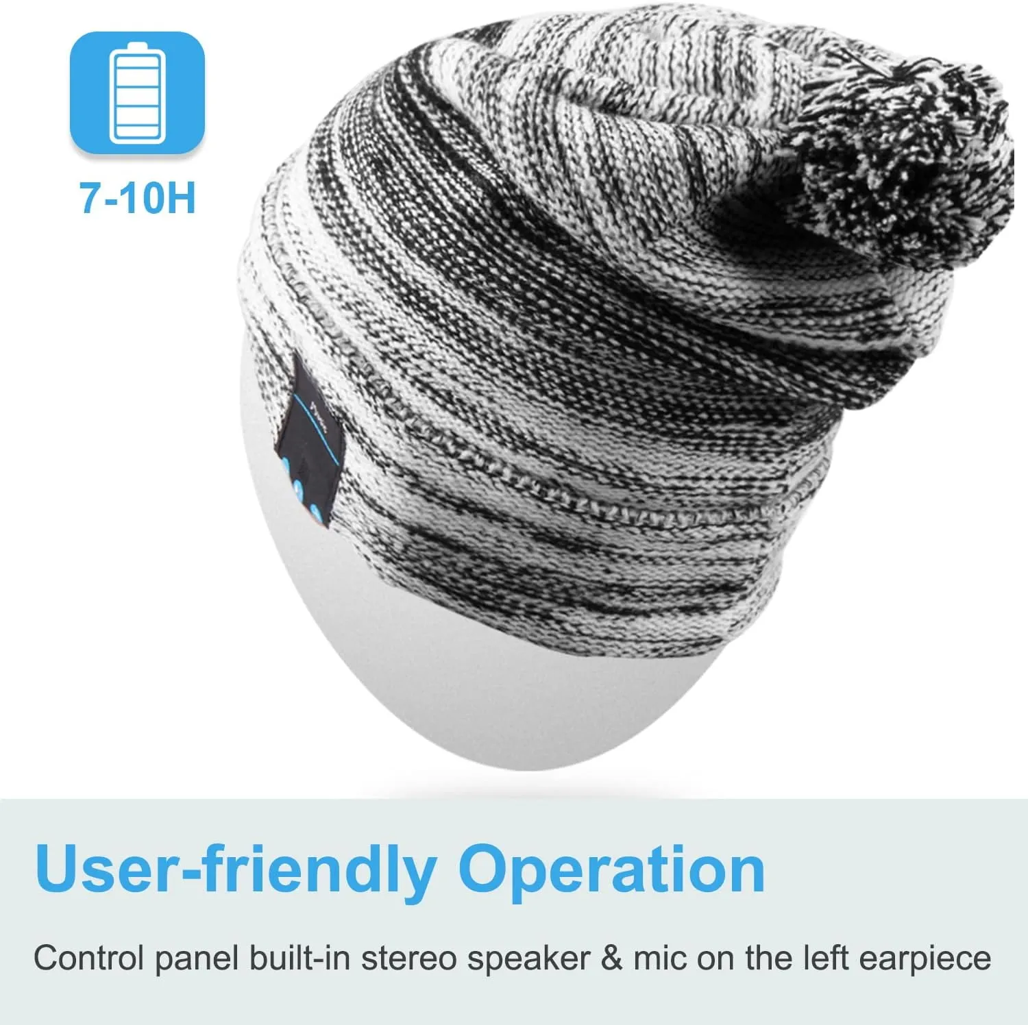 Rotibox Washable Bluetooth Beanie Hat with Wireless Stereo Over Ear Headphones Headsets Earphone Speaker Hands Free