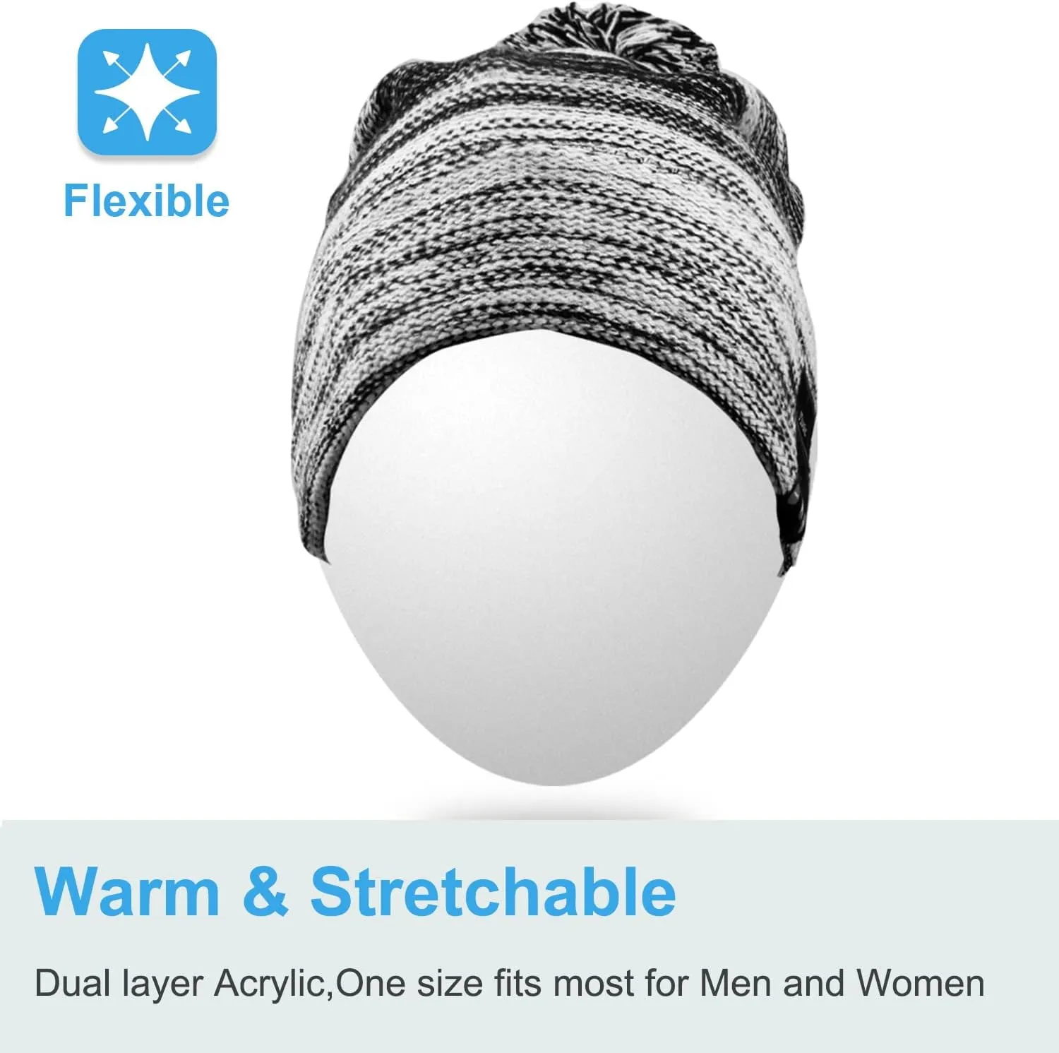 Rotibox Washable Bluetooth Beanie Hat with Wireless Stereo Over Ear Headphones Headsets Earphone Speaker Hands Free
