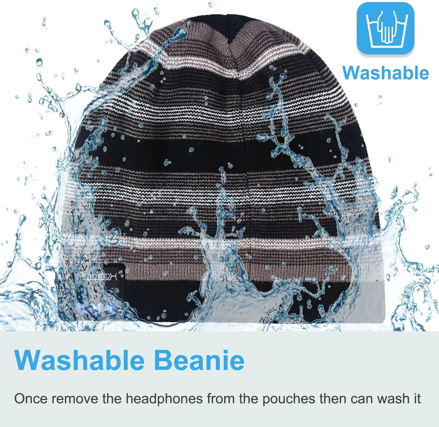 Rotibox Washable Bluetooth Beanie Hat with Wireless Stereo Over Ear Headphones Headsets Earphone Speaker Hands Free