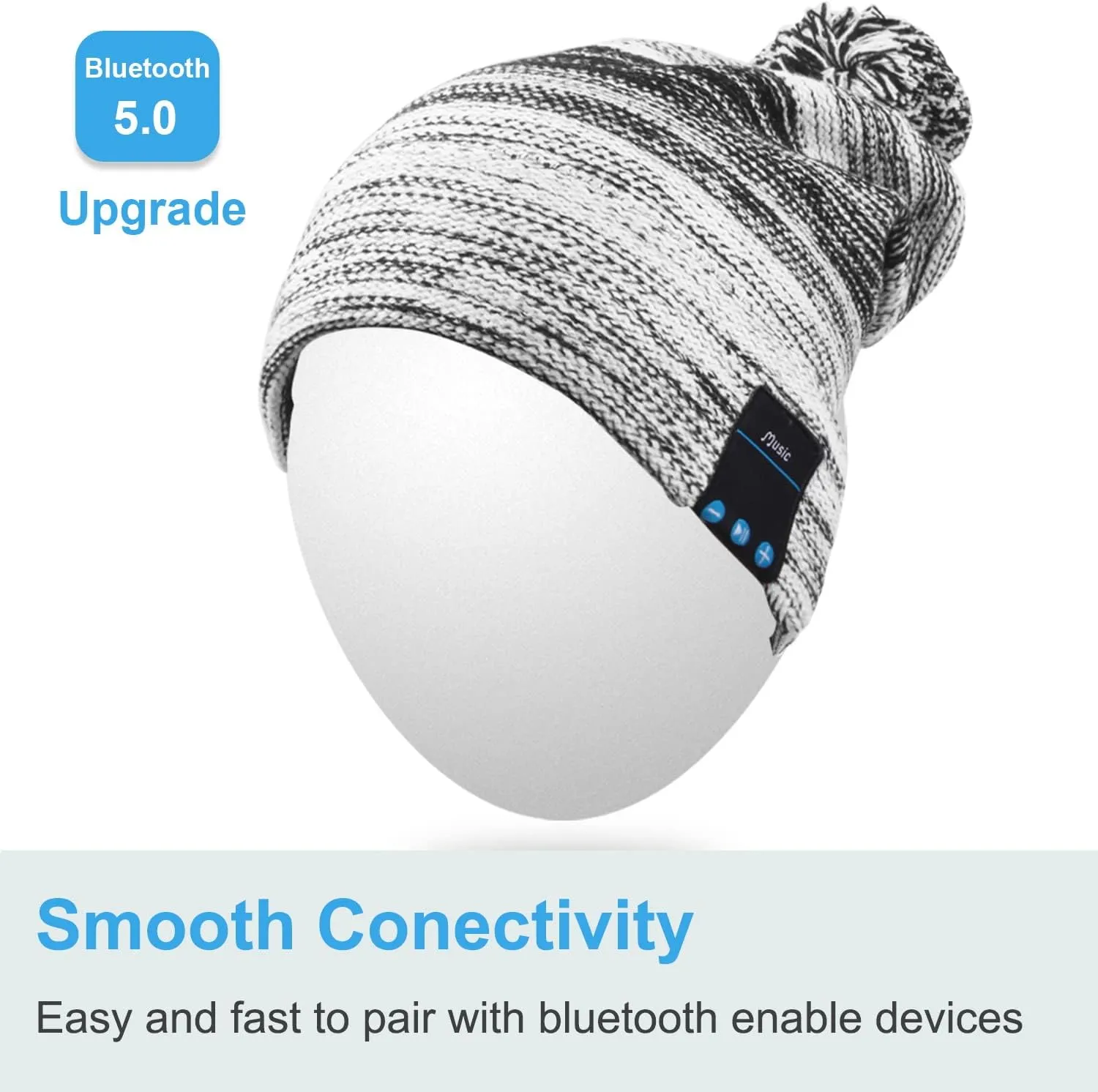 Rotibox Washable Bluetooth Beanie Hat with Wireless Stereo Over Ear Headphones Headsets Earphone Speaker Hands Free