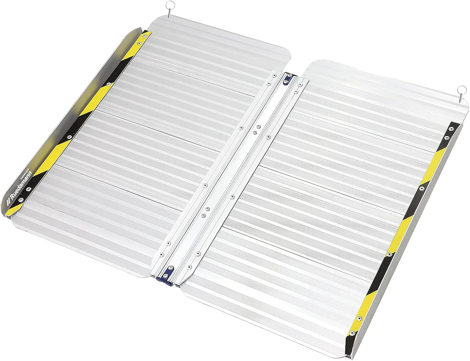 Ruedamann Aluminum Wheelchair Ramp,2 FT Folding Threshold Ramps for Doorways, 600 lb Capacity, Anti-Skid Pad, Webbing Handle, Mute Pad for Wheelchairs, Steps, Doorways, Threshold Ramp, 1PC