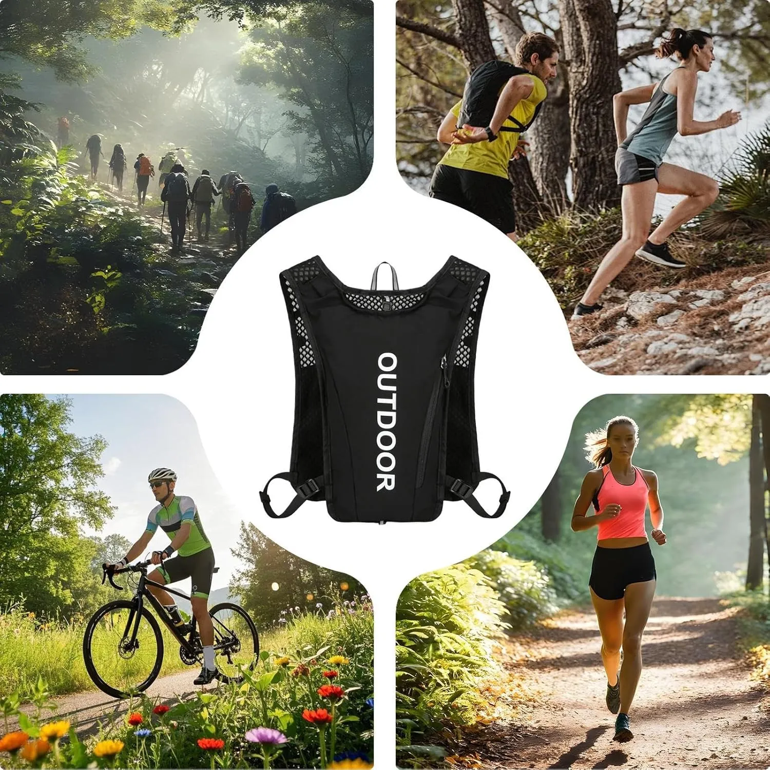 Running Vest, Water Backpack | 5L Running Water Backpacks,Adjustable Chest Straps Cycling Bag, Runners Equipment for Outdoor Hiking, Cycling Competition