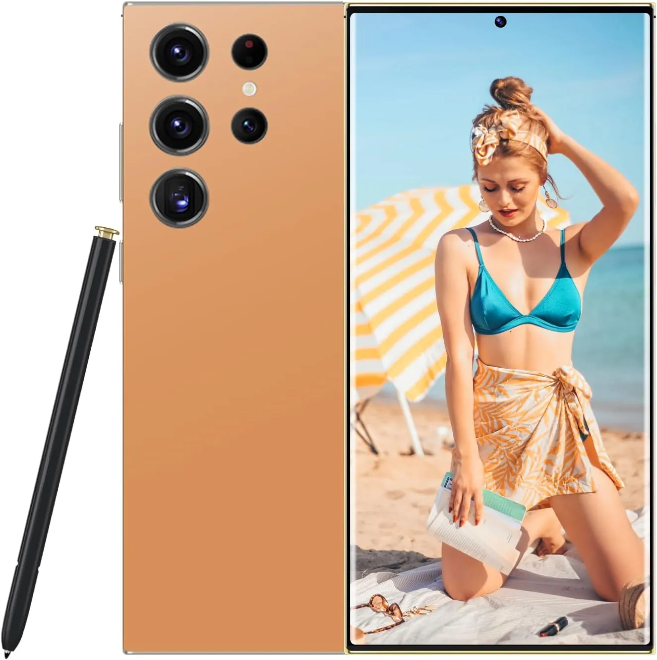 S24 Ultra Unlocked Phones 5G Cell Phone,Smartphone with Tool Pen, Android 14.0 Cell Phone 6GB 256GB Dual SIM Dual Standby (Orange)