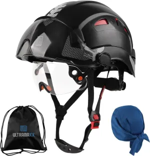 Safety Helmet with Build-in Visor, Hard Hat with Vented Design, ANSI Z89.1 Certified, Ideal for Industrial and Construction