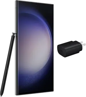 SAMSUNG Galaxy S23 Ultra 5G (256GB, 8GB) 6.8" AMOLED 2X, 200MP Camera, Global Volte (Fully Unlocked for AT&T, Verizon, T-Mobile, Global) S918U (w/ 25W Super Fast Charger, Phantom Black) (Renewed)