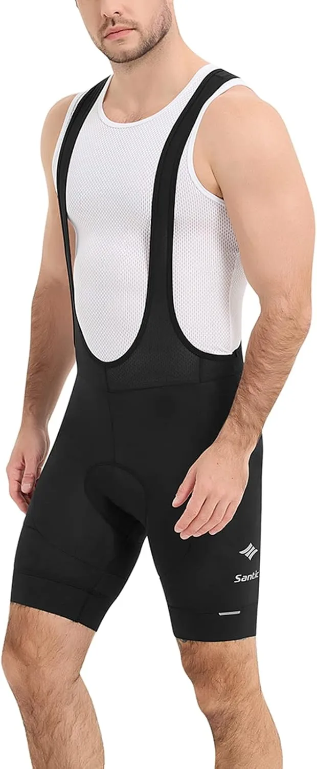 Santic Cycling Bib Shorts Men Padded Cycling Bib Tights Men Bike Bibs with Pocket
