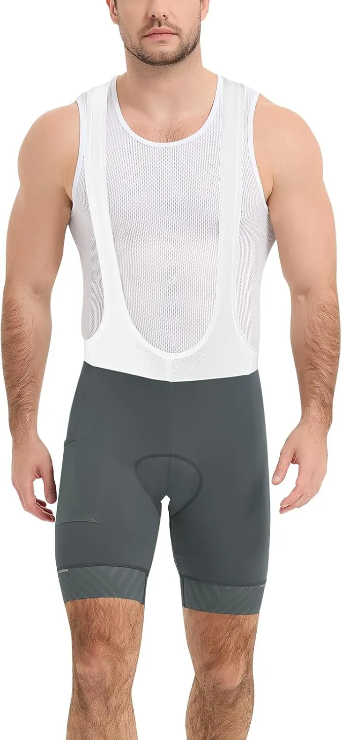 Santic Cycling Bib Shorts Men Padded Cycling Bib Tights Men Bike Bibs with Pocket