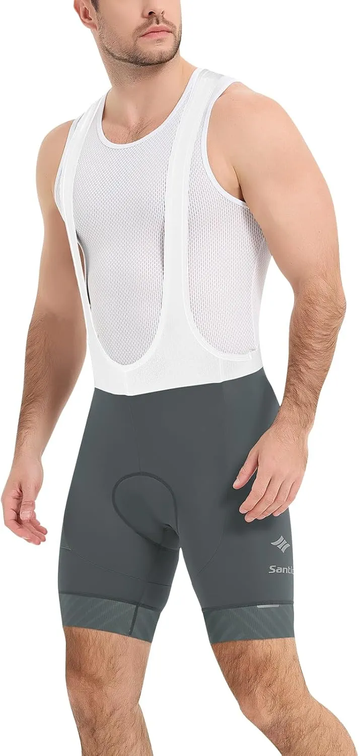 Santic Cycling Bib Shorts Men Padded Cycling Bib Tights Men Bike Bibs with Pocket