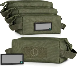 Savior Equipment Loose Sacs 4-Pack Tactical Ammo Pouch Firearm Ammunition Carrier Bag, ID Patches Included, Rifle Carbine Pistol Revolver Ammos Transportation Soft Case Hunting Shooting Range Gear