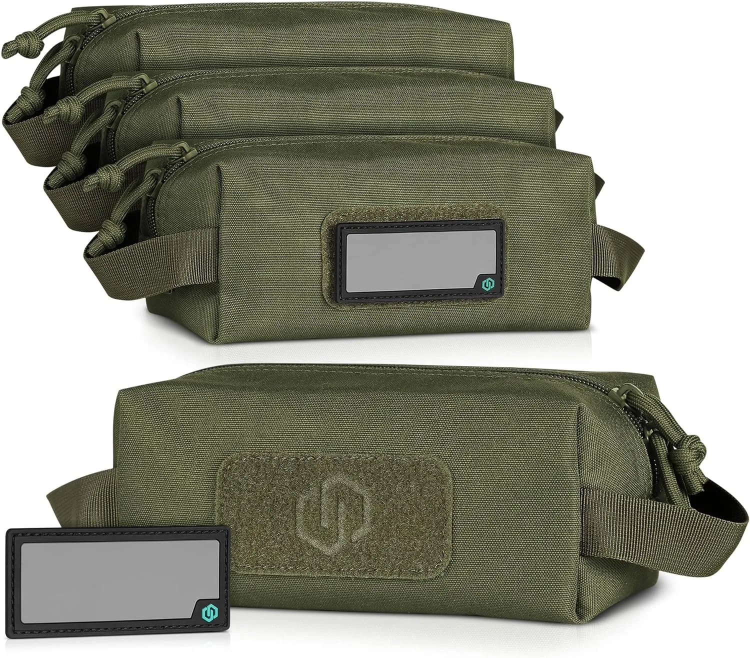 Savior Equipment Loose Sacs 4-Pack Tactical Ammo Pouch Firearm Ammunition Carrier Bag, ID Patches Included, Rifle Carbine Pistol Revolver Ammos Transportation Soft Case Hunting Shooting Range Gear