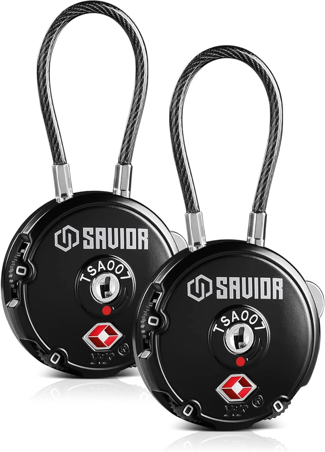 Savior Equipment Quality TSA-Approved 3-Digit Combination Cable Travel Luggage Locks for Rifle Bag Firearm Gun Case Accessories Ammo Boxes Outdoor Storage, Obsidian Black, 2-Pack