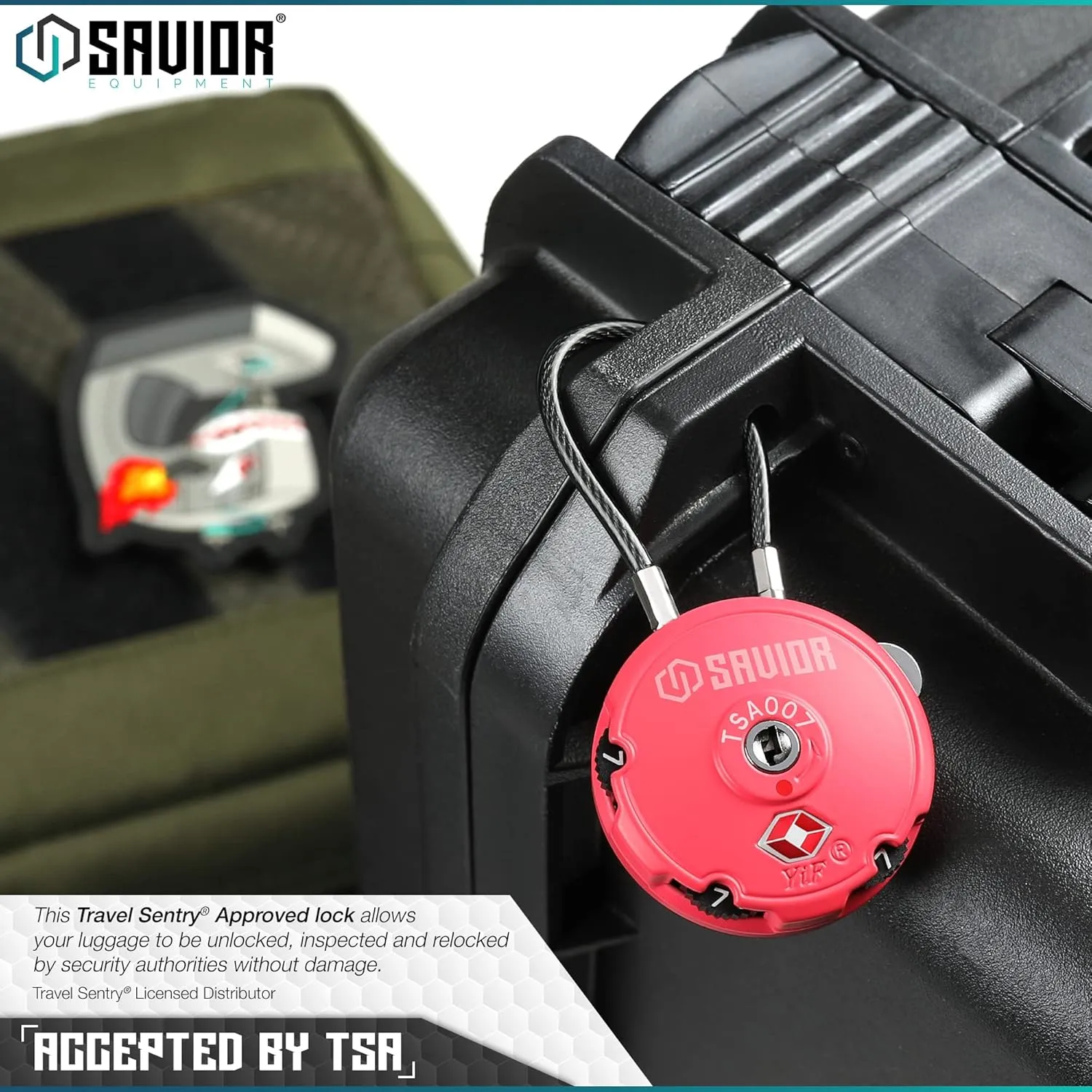 Savior Equipment Quality TSA-Approved 3-Digit Combination Cable Travel Luggage Locks for Rifle Bag Firearm Gun Case Accessories Ammo Boxes Outdoor Storage, Obsidian Black, 2-Pack