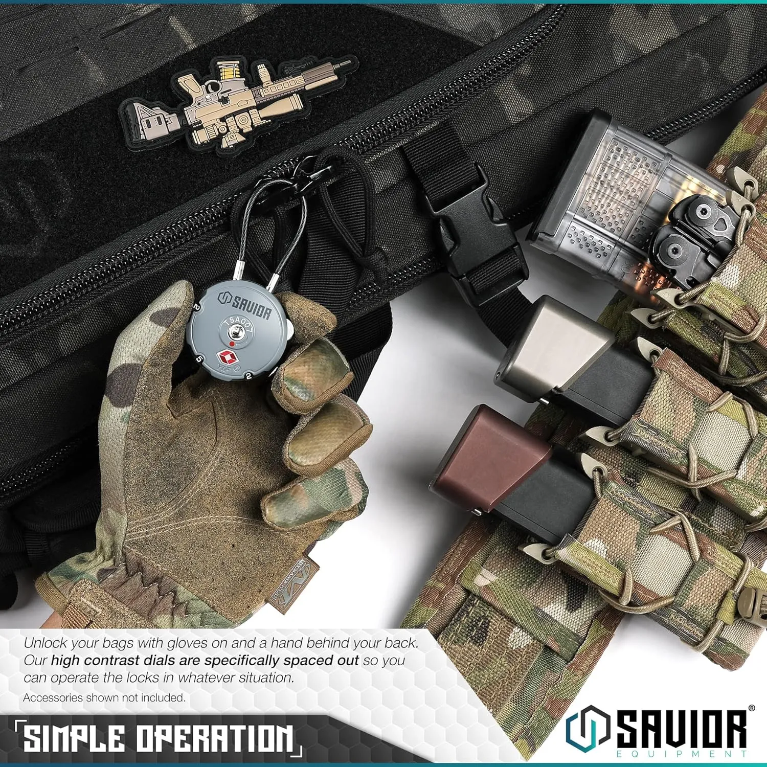Savior Equipment Quality TSA-Approved 3-Digit Combination Cable Travel Luggage Locks for Rifle Bag Firearm Gun Case Accessories Ammo Boxes Outdoor Storage, RAL 8000 Tan, 4-Pack