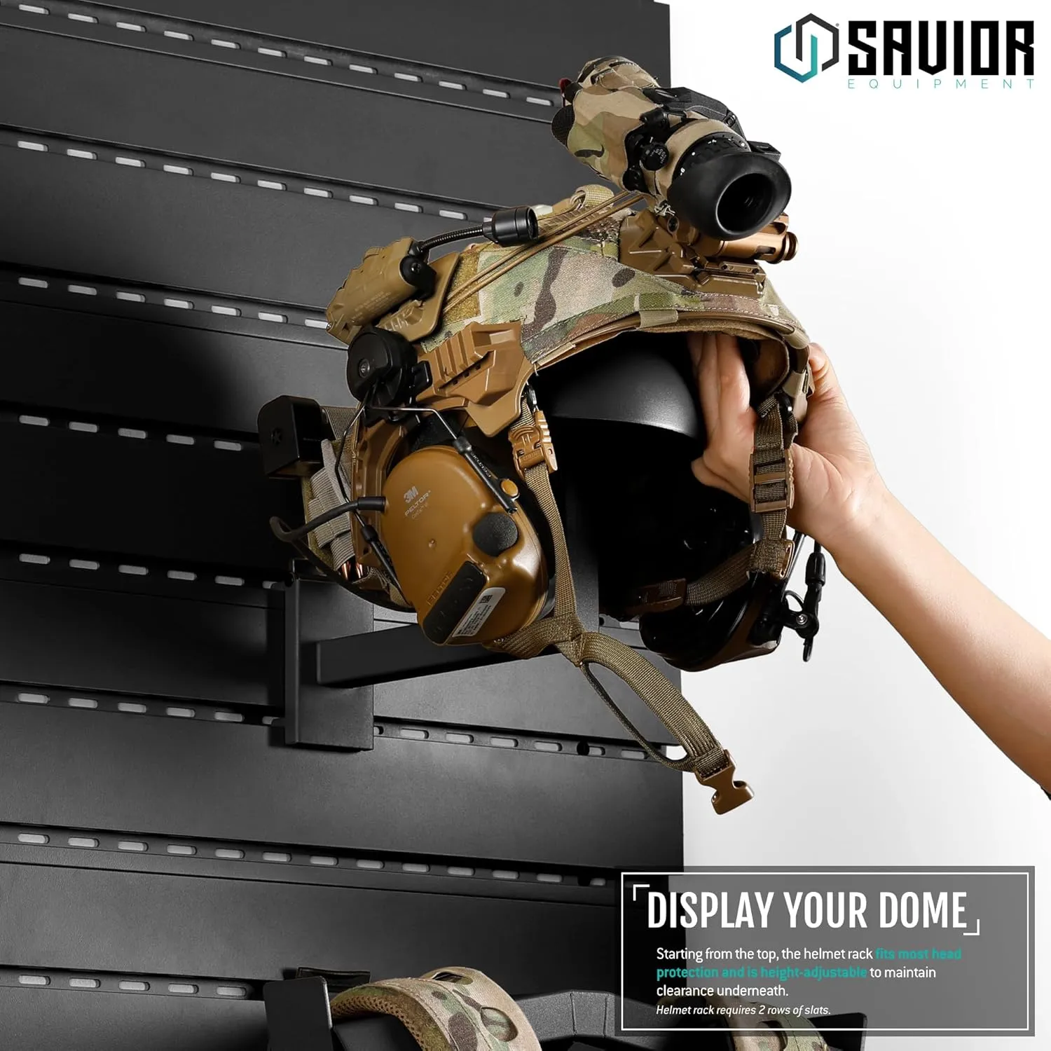 Savior Equipment Wall Rack System H.A.B Attachment Tactical Gear Wall Mount Organizer, Military Helmet Vest Belt Display Rack Plate Carrier Hanger, Heavy-Duty Steel Construction Hold Up to 80 lbs
