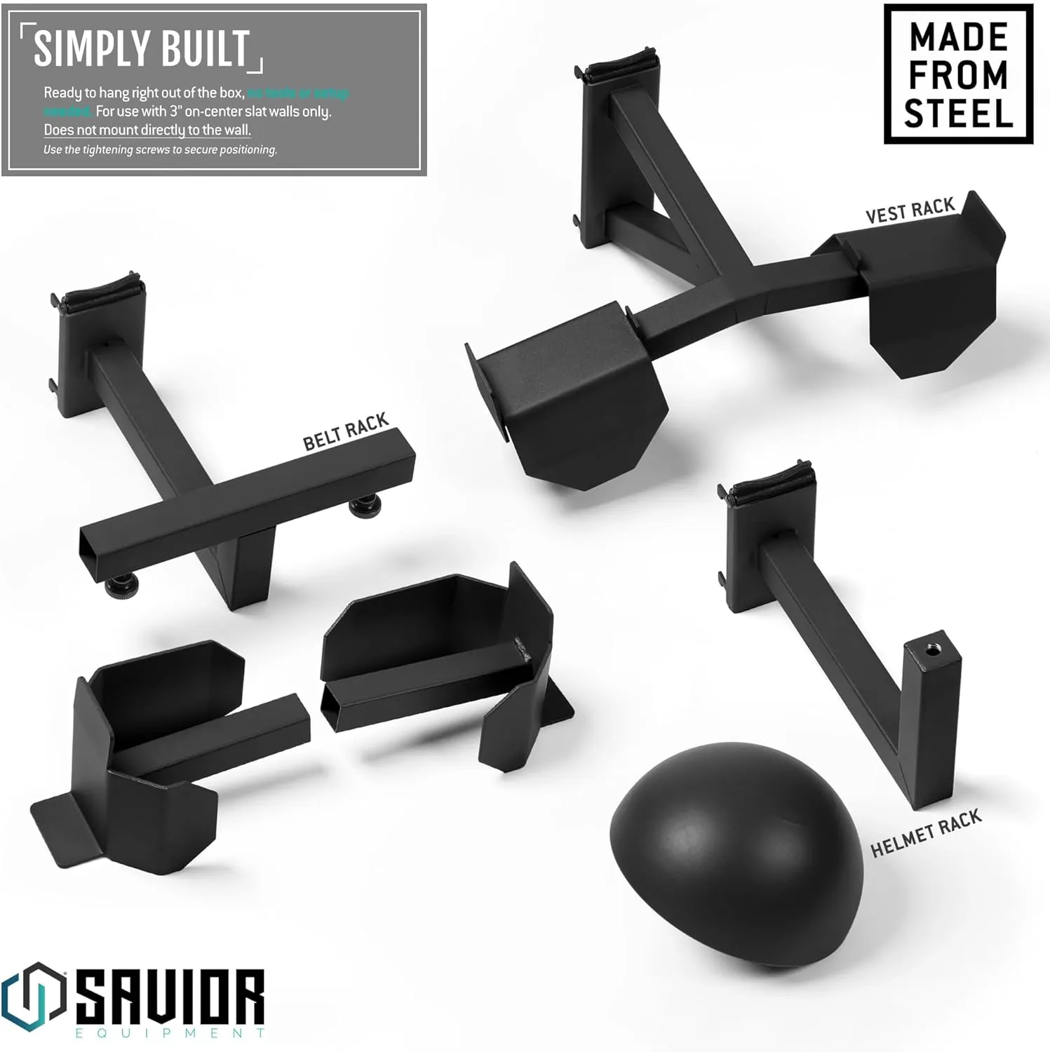 Savior Equipment Wall Rack System H.A.B Attachment Tactical Gear Wall Mount Organizer, Military Helmet Vest Belt Display Rack Plate Carrier Hanger, Heavy-Duty Steel Construction Hold Up to 80 lbs