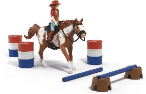 Schleich Horse Club - 15PC Barrel Racing Playset with Hannah Figurine, Horse Figure and Accessories - Western Rodeo Adventure Toys for Girls and Boys - Interactive Play Set for Kids Ages 5  | 42775