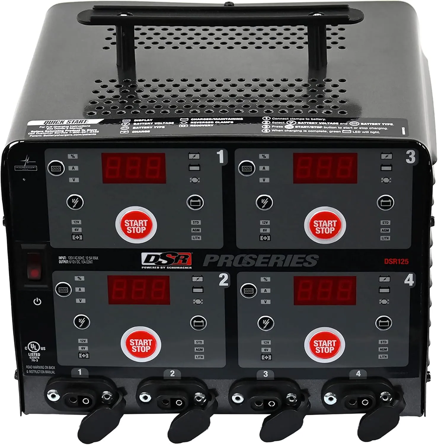 Schumacher Electric 4 Bank Battery Charger, Maintainer - Automatic Multi-Bank 6V / 12V Maintainer for Cars, Trucks, SUVs - Smart Amperage Control - Overcharge & Short-Circuit Protection - DSR125