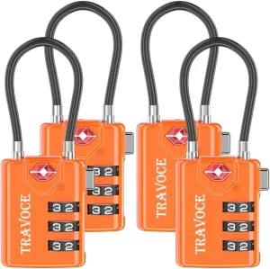 Search Alert TSA Approved Travel Combination Luggage Cable Locks for Suitcase, Gym Locker,Toolbox,Backpack 1,2,4,6 &10 pk
