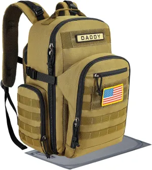 SHARKMOUTH Military Diaper Bag for Dad: Tactical Baby Backpack with Insulated Changing Pad for Outdoor Dads - MOLLE Webbing & 900D Polyester for Camping Hiking Travel